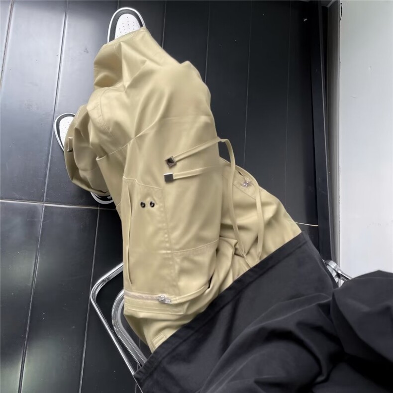 街头阔腿工装长裤男秋季新款高腰大口袋设计松束脚裤K2810P60,男装休闲裤,星座1116-2