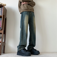 现货主推款加大码纯色直筒牛仔裤男XZ-310A-2BK305P50控78，男装牛仔裤，星座310A-2