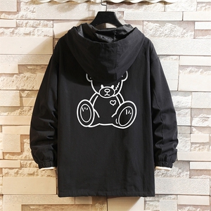 JK41174-P85 加棉款-P115  纯棉连帽夹克男士大码工装夹克男 砖墙图片