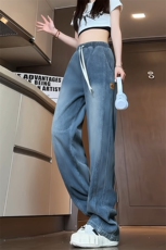 特批P42无差价夏秋衔接得物品质星空纹牛仔长裤男中性阔腿裤N9092，男装牛仔裤，电商A001