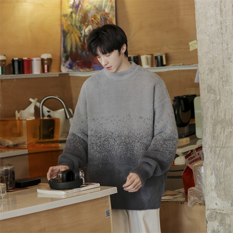 冬季新款仿貂毛针织衫休闲渐变软糯毛衣男女D5588-TP5078，男装针织衫/毛衣，电商A102
