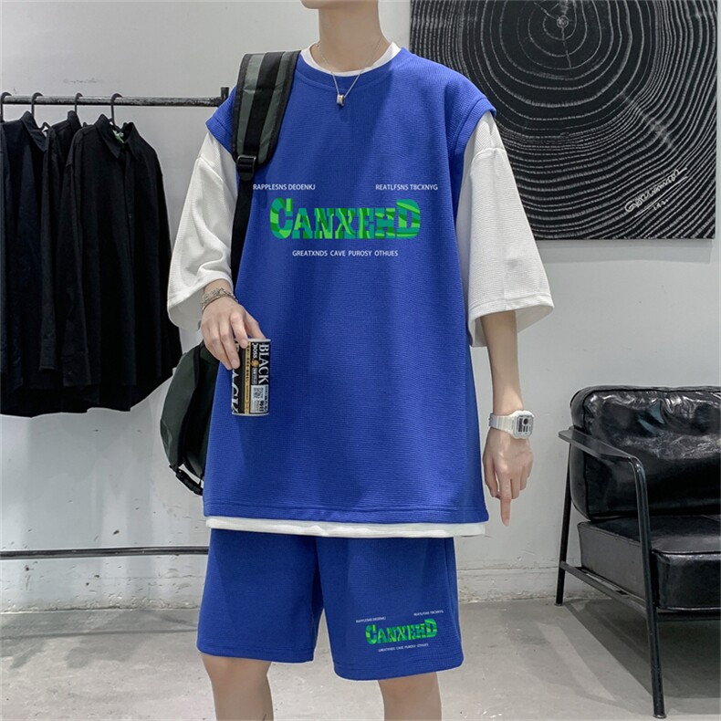 数据款冰丝华夫格套装潮流休闲短袖短裤两件套FTZ3055-P55控78,男装牛仔裤,电商B370