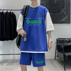 数据款冰丝华夫格套装潮流休闲短袖短裤两件套FTZ3055-P55控78，男装牛仔裤，电商B370
