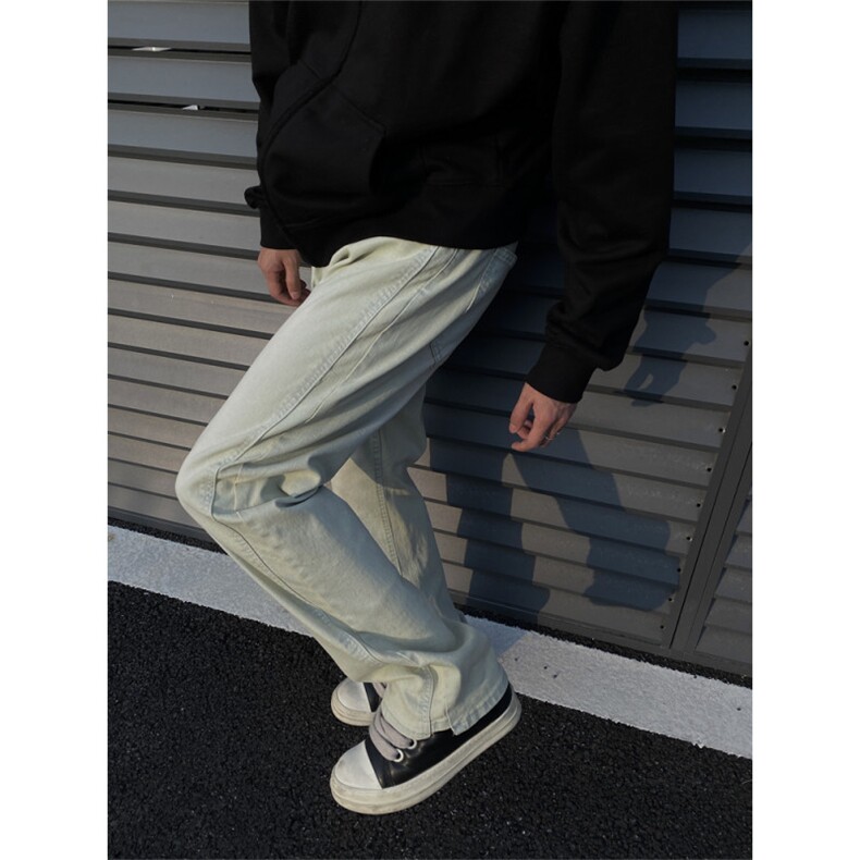 2024/水洗开叉微喇叭直筒窄版拖地牛仔裤1005-3-SGK6094-P55控78，男装牛仔裤，星座1005-3