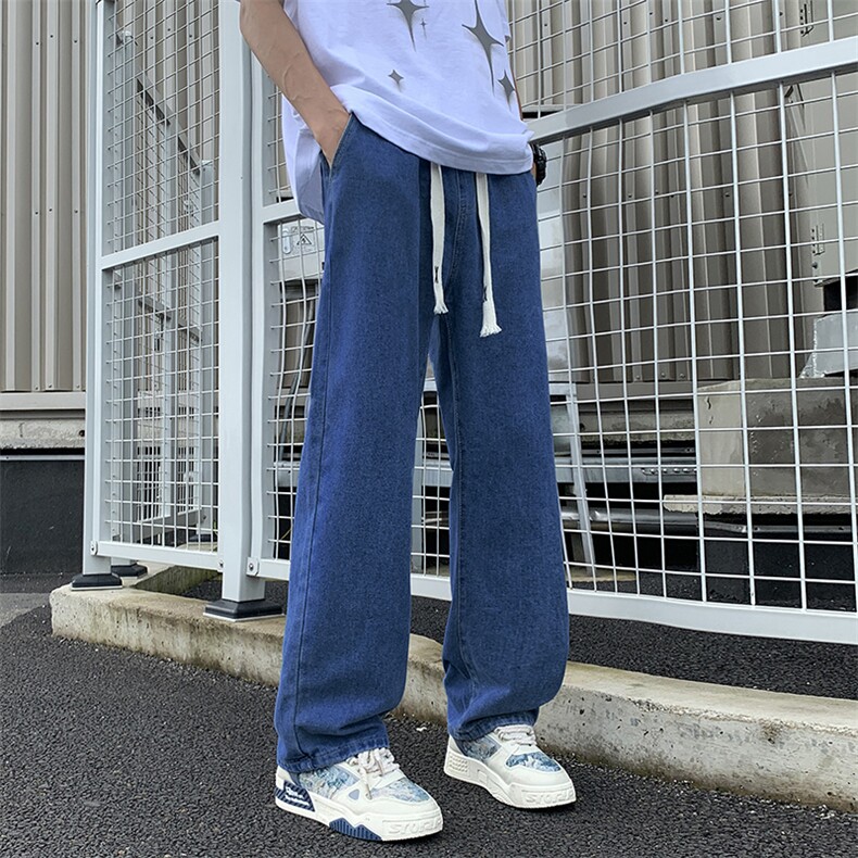 春秋季新款纯色牛仔裤美式潮牌宽松休闲百搭直筒裤,男装牛仔裤,星座410-6（原星座1304-1）