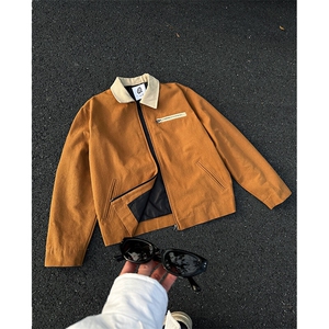 8XL-M春季水洗帆布短款夹克男生vintage美式复古工装外套JK003P98