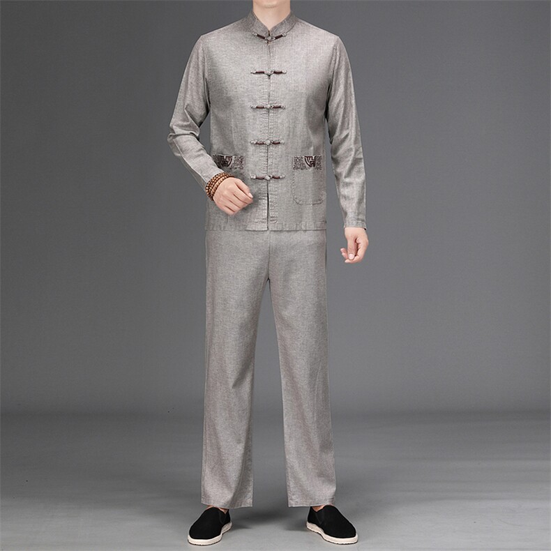 DH009-2207钱塘2020-2春季新建男士休闲套装风唐装两件套P108,男装民族服装,钱塘207-2