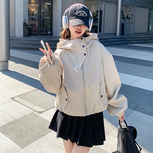 灰色休闲运动连帽卫衣裙女2025春季新款学院风减龄短裙图片