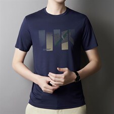 2022男装夏季冰丝短袖薄款中年圆领速干时尚潮流印花夏装，男装T恤，电商B212（原钱塘6029）