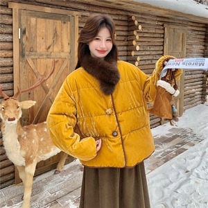 2026冬季新款新中式金丝绒羽绒服90白鸭绒2590款P365K468，女装羽绒服，浙宝301