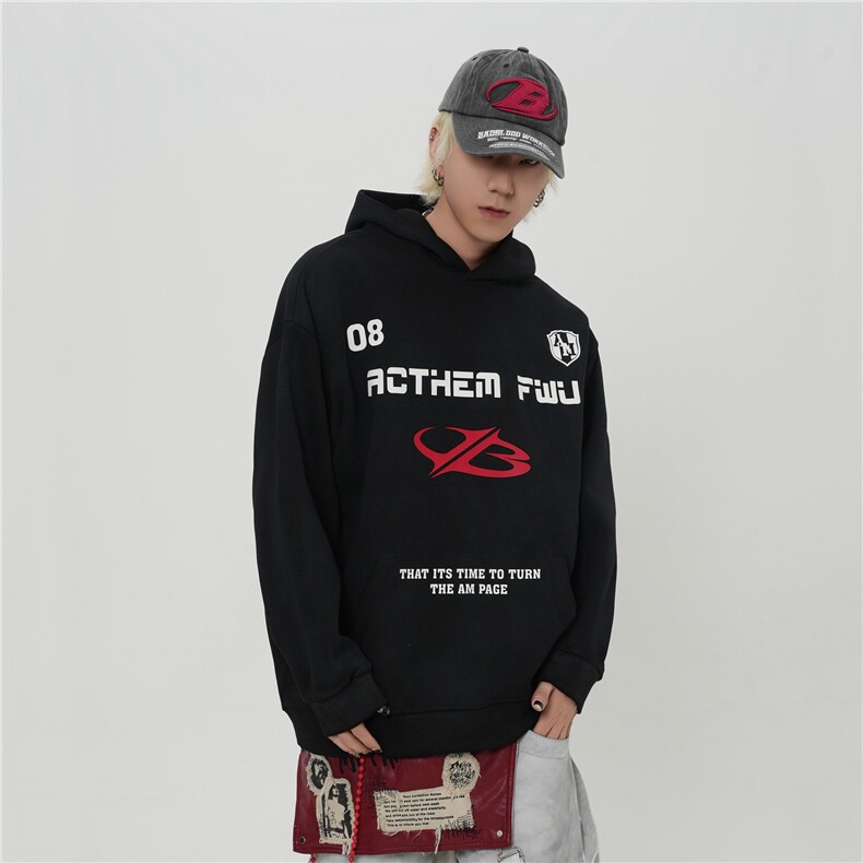 （高品质）设计感水洗喷色连帽卫衣高街情侣外套 1015-WY365-P90图片