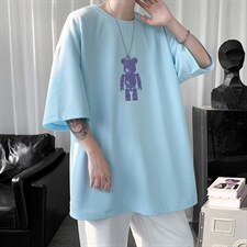 HT73242-P22华夫格t恤男短袖男大码五分袖短句风，男装T恤，电商A040