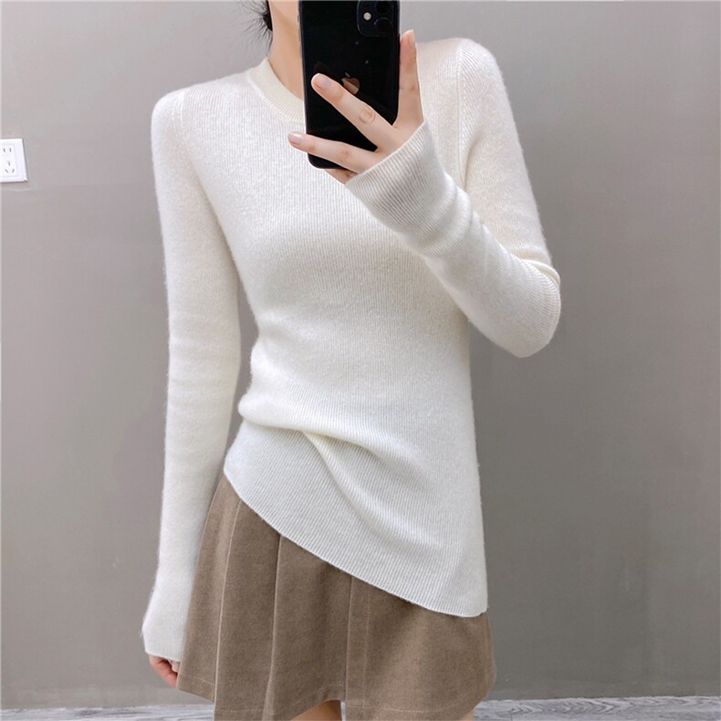 2025百搭时尚简约圆领打底衫，女装针织衫/毛衣，国旺羊绒