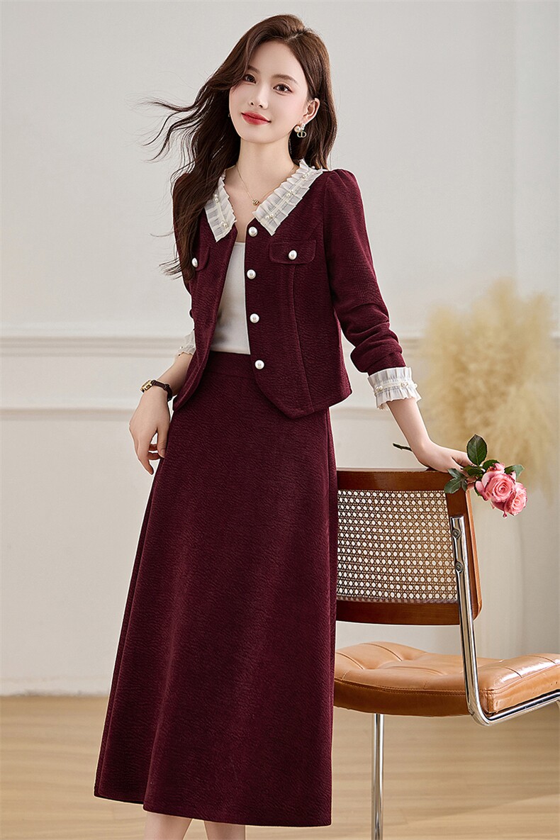 小香风秋冬气质高端两件套装敬酒服新娘回门服订婚礼服,女装套装/套裙,伊航服饰