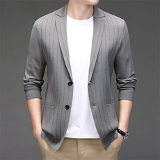 DEJ-J003男式2023秋季新款西服针织开衫西装领商务休闲男装P118，男装针织衫/毛衣，电商B360