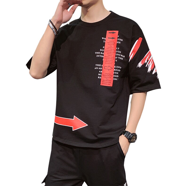2024夏季圆领短袖T恤男宽松潮流印花青春休闲体恤DT08P30,男装T恤,电商A086