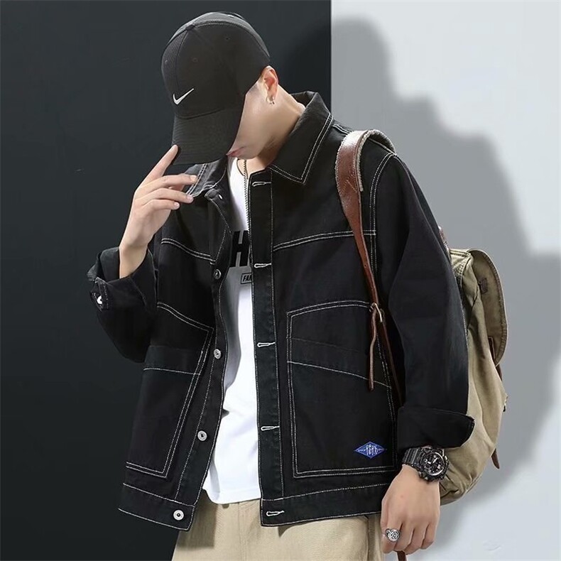 春秋季牛仔夹克男褂子潮牌明线宽松韩版工装休闲外套GAA007P46,男装夹克,星座1013-5