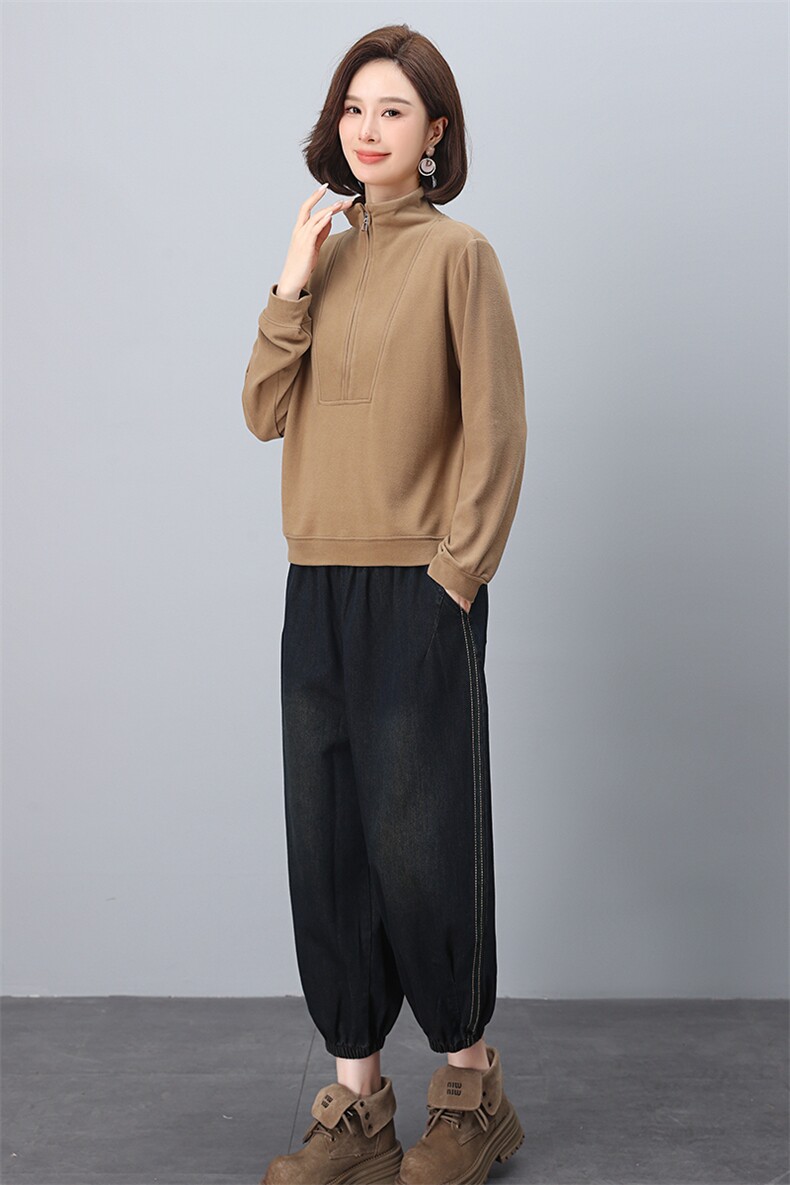时尚简约女装套装优雅气质长袖上衣配宽松休闲裤舒适百搭两件套,女装套装/套裙,叶笙衣