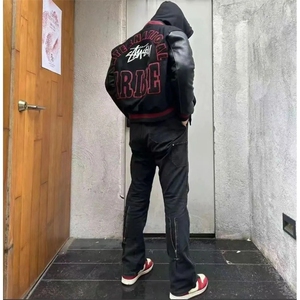 潮牌高街字母ins外套男女春秋高级感痞帅夹克美式复古拼接棒球服图片