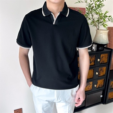 夏季短袖男生翻领短袖polo衫V领简约百搭B9255-P50，男装Polo衫，星座1012-1