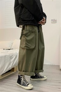 2025秋季装男女款ins潮中性风宽松大筒束脚裤休闲裤K442/P55图片