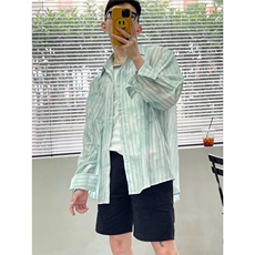 青春流行新款气质休闲长袖ins衬衫尖领潮百搭男女情侣夏季防晒衣，男装衬衫，星座506A