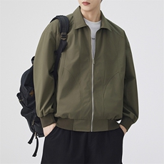秋季新款宽松衬衫领夹领克男纯色上衣外套DSA157B-JK7924-特P45，男装夹克，电商A157B