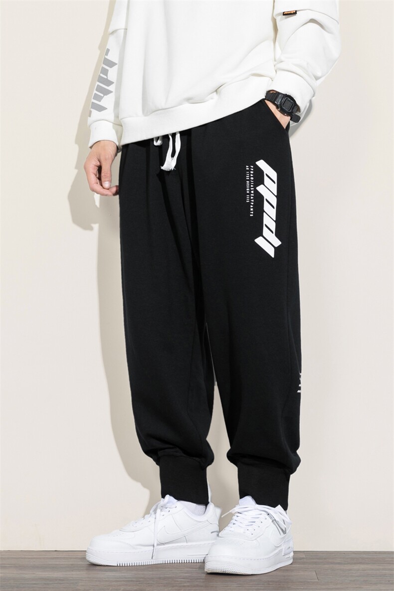 2020冬季新日系白墙大码男字母印花加绒加厚休闲卫裤K20671-P50,男装休闲裤,电商A001