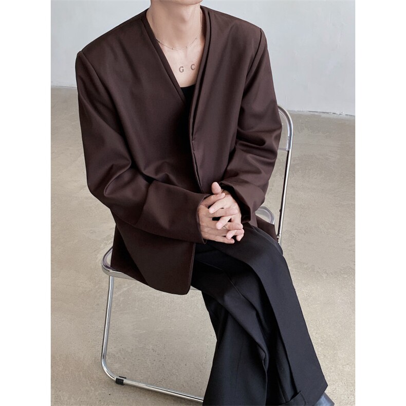 24老钱风cleanfit无领假两件西服外套XZ62-p118,男装西服,电商B288