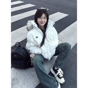 可拆卸毛领冬季羽绒棉服潮牌情侣美式厚外套棉衣2568特P90网图图片