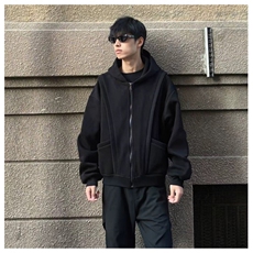 网图重磅全棉420克工装口袋卫衣拼接连帽开衫外套RH5330-P65，男装工装外套，四季星座610B