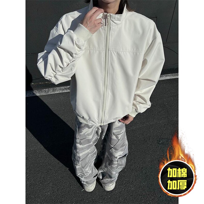 现货秋冬季美拉德立领飞行立领夹克boxy廓形棉衣高街加厚加棉外套，男装夹克，电商A486-1