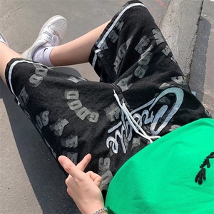 牛仔短裤男夏季宽松潮牌高街裤子潮五分裤嘻哈设计感小众L510-p39图片
