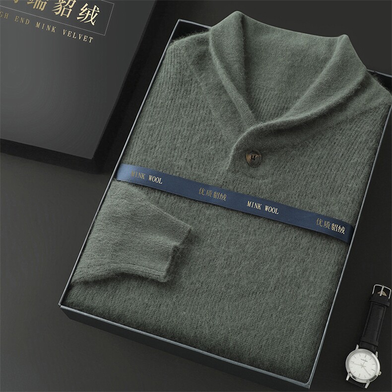 高品质男士V领貂绒衫秋冬新款舒适保暖时尚百搭,男装针织衫/毛衣,冬贝尔貂绒