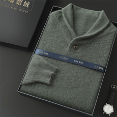 高品质男士V领貂绒衫秋冬新款舒适保暖时尚百搭，男装针织衫/毛衣，冬贝尔貂绒