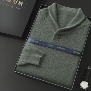 高品质男士V领貂绒衫 秋冬新款舒适保暖 时尚百搭图片