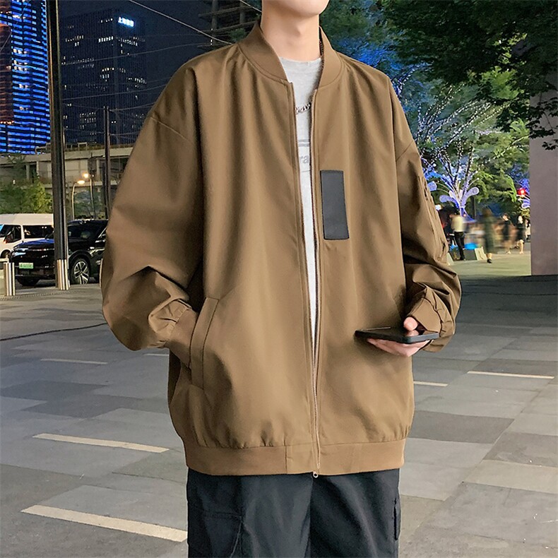 JK751P68港风二开宽松棒球服夹克百搭落肩简约上衣外套,男装夹克,星座1204-3