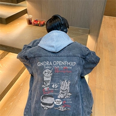 得物二开大货印花百搭牛仔夹克大码宽松休闲牛仔外套JK1266-P88，男装工装外套，星座1103-3