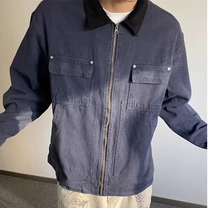 男士秋季潮牌宽松大码休闲上衣工装衬衣男外套AJK687图片