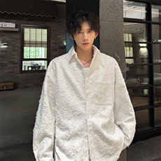 秋季高质量高街男大纯色磨边男款衬衫A071-C123-P65，男装衬衫，电商A071