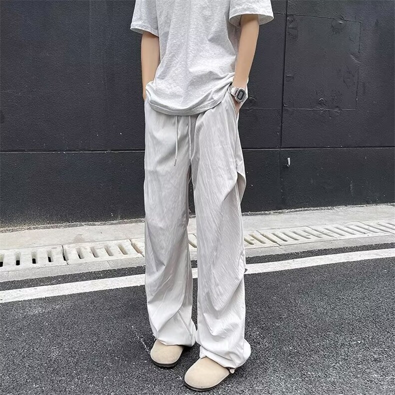 直筒长裤潮时尚潮牌青春流行百搭运动裤宽松型纯色休闲裤夏季图片