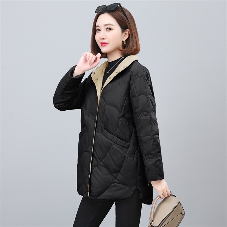 2023年冬季时尚宽松前短后长羽绒服,女装羽绒服,依恋蒂丝