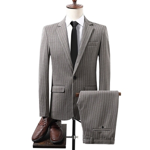 T2Z8630P150新款男士西服套装韩版休闲二件套条纹男西装外套
