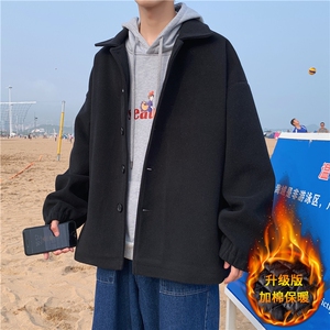 N2070/P75秋冬新款毛呢大衣学生宽松休闲大码呢子外套夹克男控98