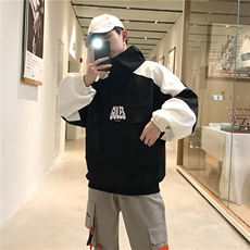 2021春秋装新款黑白格子印花大码港风卫衣XZ213-18W03，男装卫衣，星座213