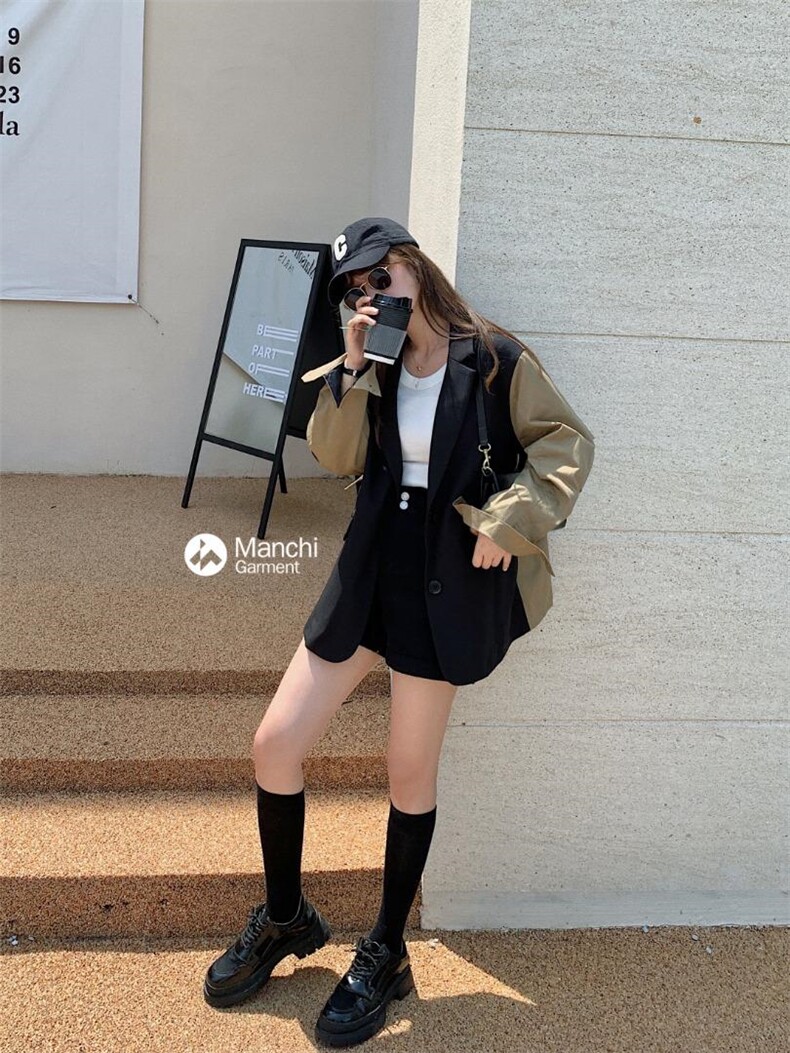 （现货）韩版西装拼接风衣，女装西装，VICU 唯可