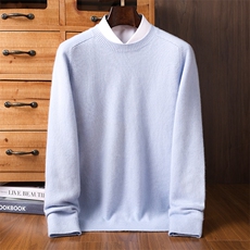 男士羊绒衫秋冬季马鞍肩圆领休闲简约羊绒衫，男装羊绒套衫，铂欧羊绒