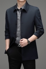 春秋2023新款风衣男中长款男装休闲宽松时尚百搭纯色翻领外套，男装风衣，电商B212（原钱塘6029）