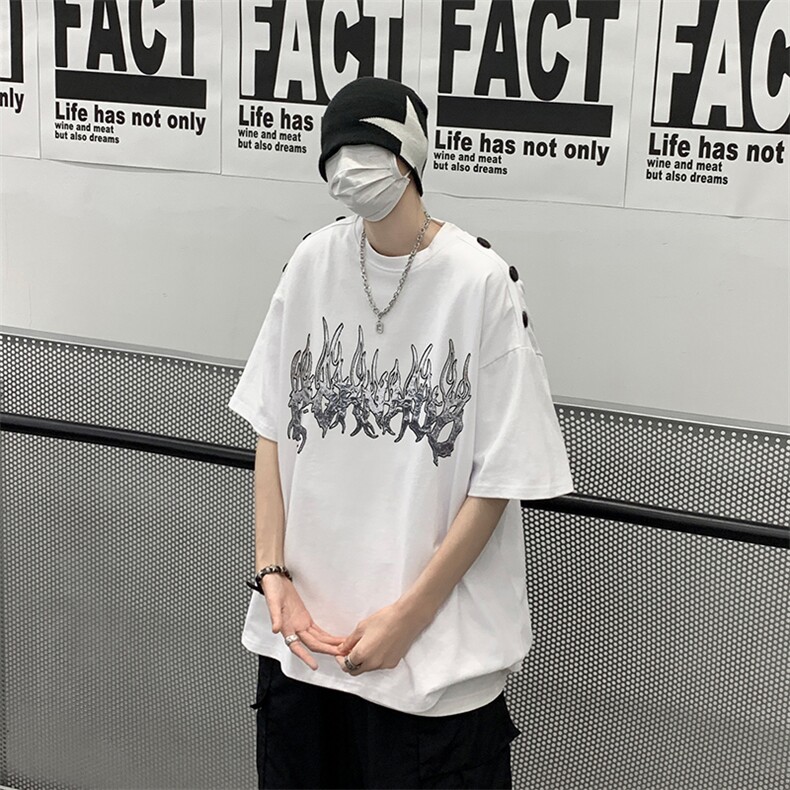 B239-1267-P38火焰个性印花夏季重磅短袖T恤男落肩袖体恤半袖,男装T恤,星座514-2(原B239)