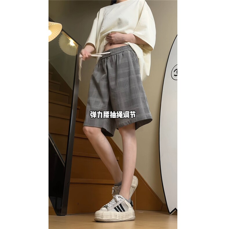 2025夏季新款时尚男士格子短裤百搭垂感休闲五分裤DK881-特P20,男装牛仔裤,电商A006